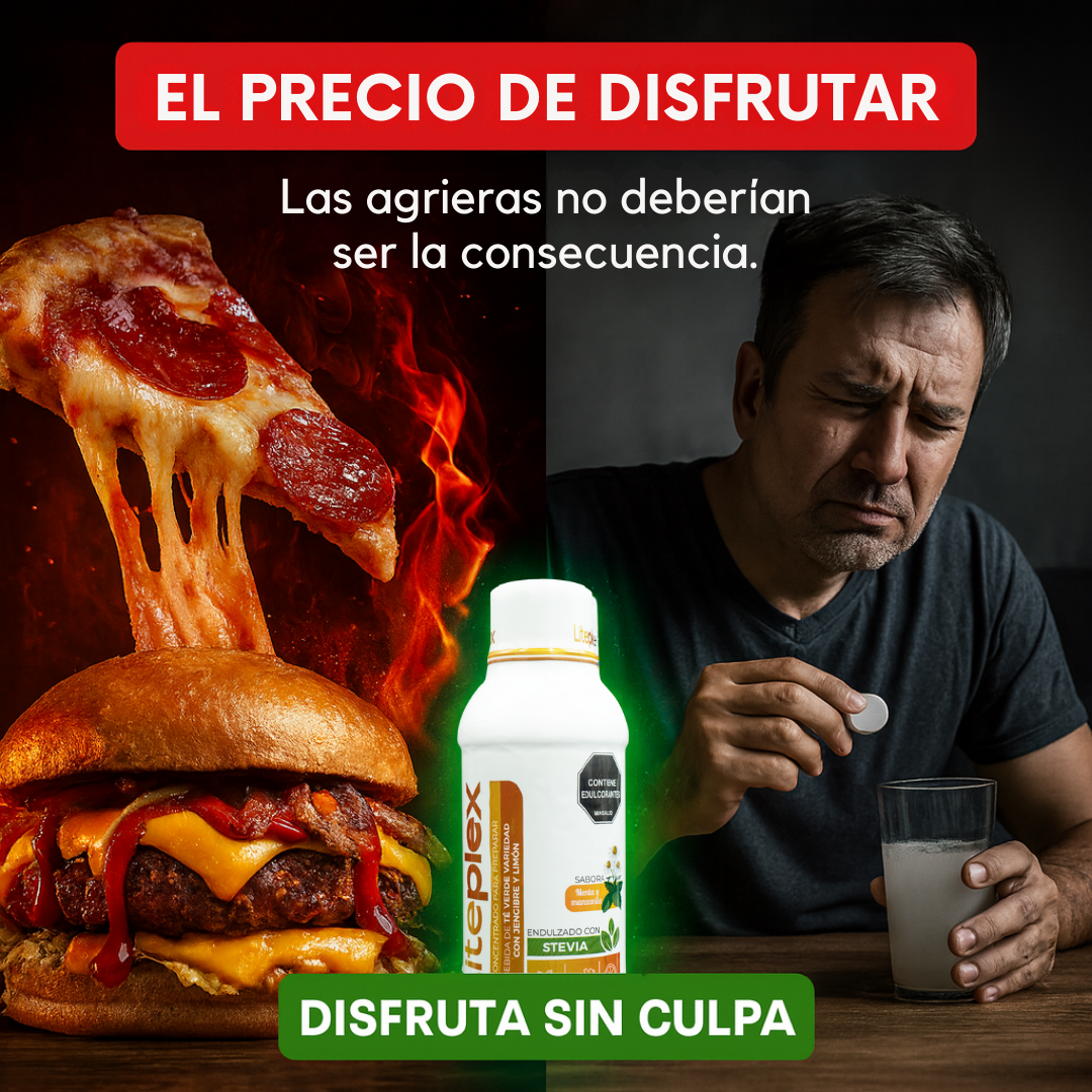 Liteplex Bebida Digestiva de Té Verde con Jengibre y Limón Sabor Menta