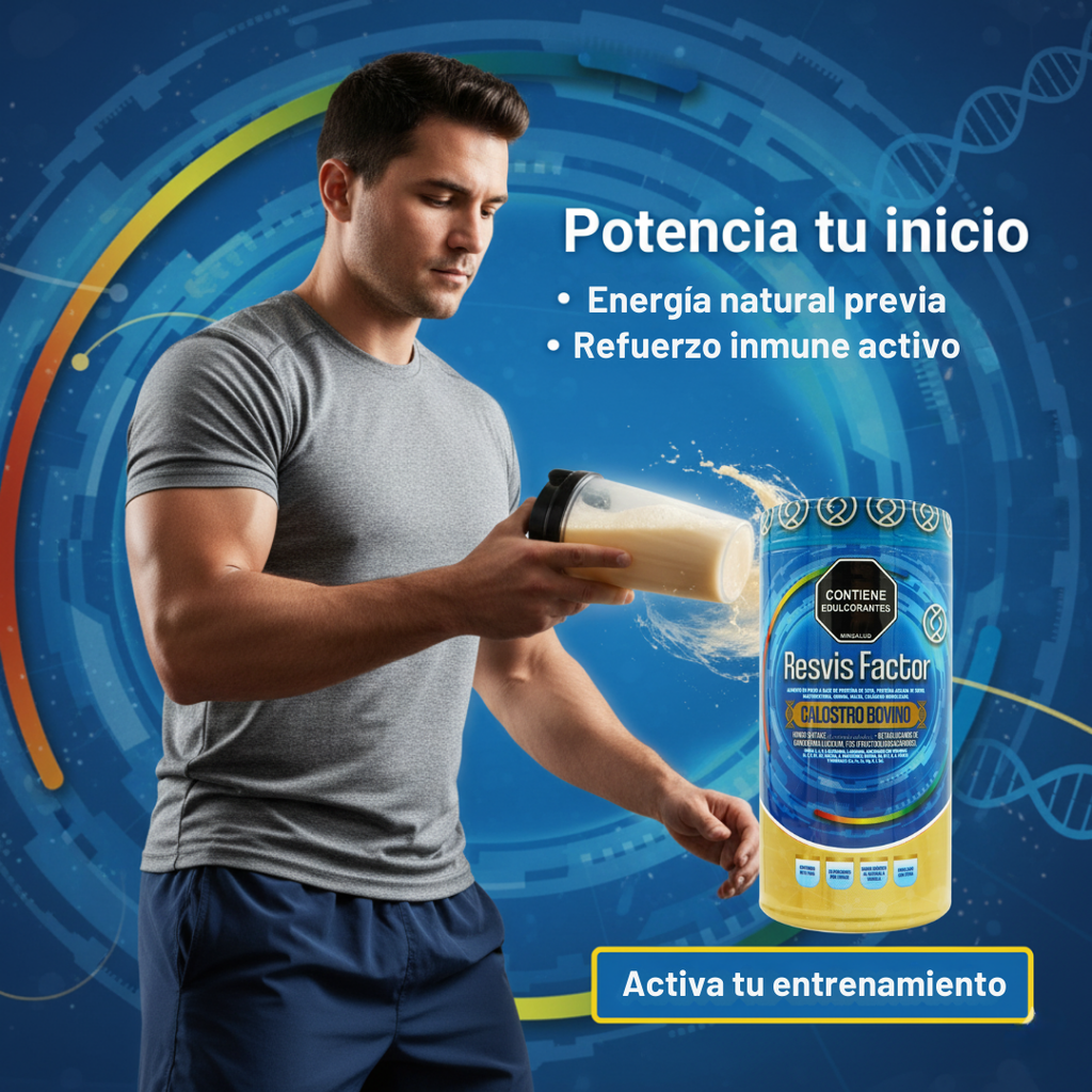 Resvifactor Calostro Bovino con Colágeno Hidrolizado, Vitaminas y Minerales en Polvo Sabor Vainilla
