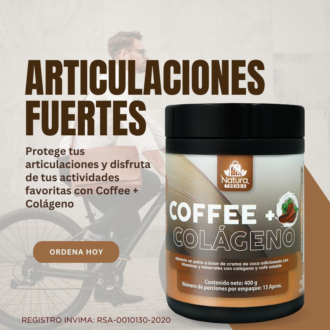 Coffee + Colágeno Bebida en Polvo con Café Soluble, Vitaminas y Minerales Sabor Vainilla