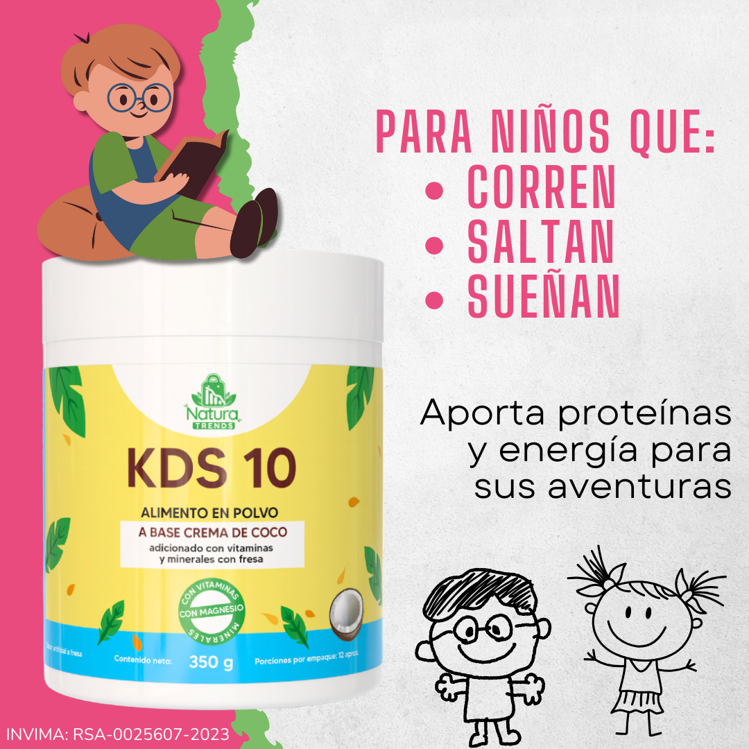 KDS 10 Bebida Nutritiva en Polvo a Base de Coco con Vitaminas y Minerales Sabor Fresa
