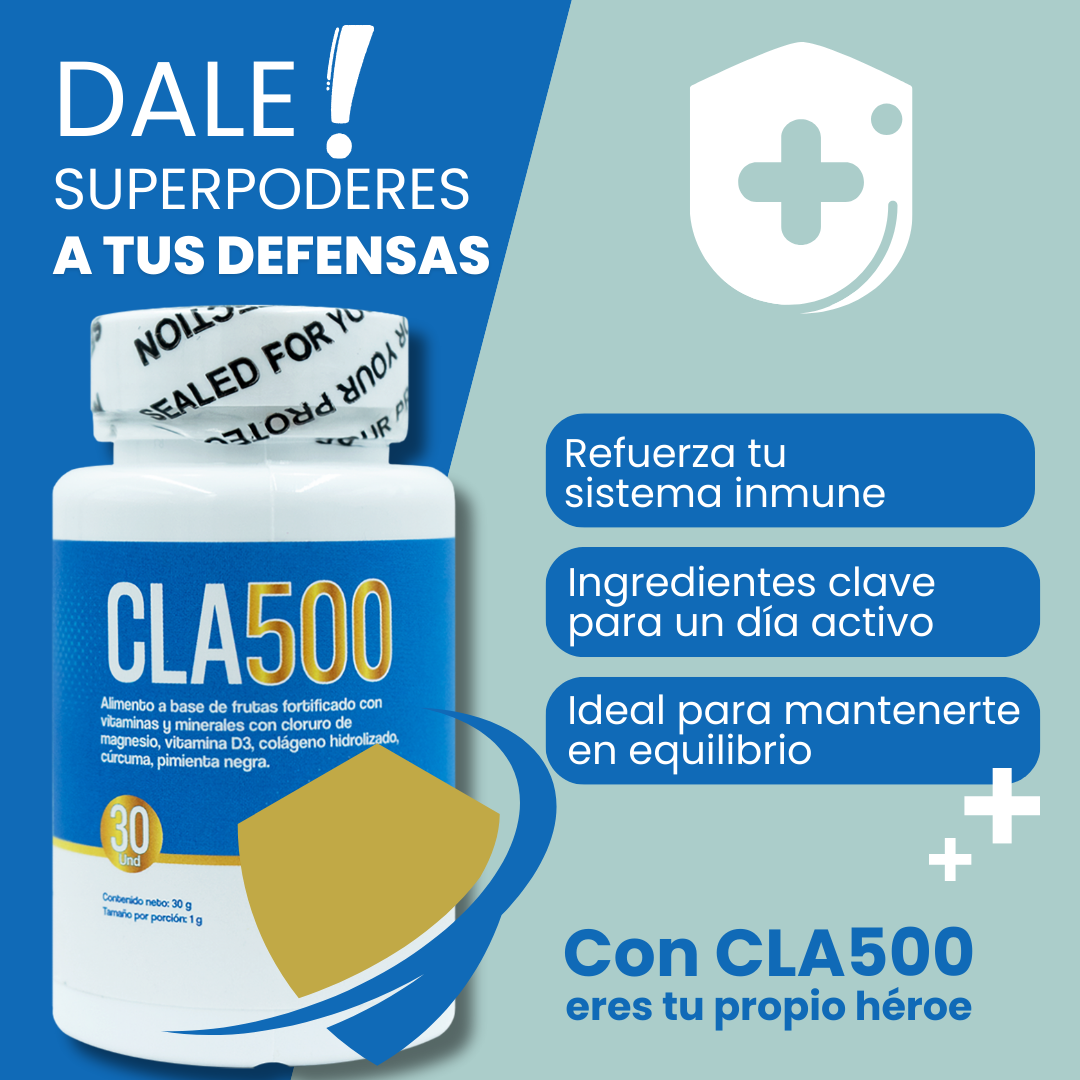CLA 500 Colágeno Hidrolizado con Vitaminas en Discos Masticables
