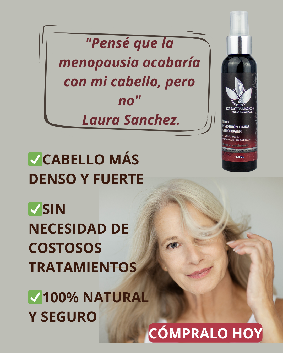 Tónico Capilar Anticaída con Trichogen 8% y Extractos Naturales para Crecimiento del Cabello
