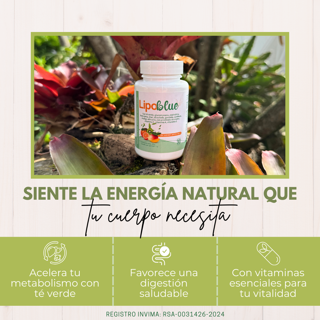 Lipoblue Suplemento Natural en Discos Masticables para Control de Peso con Té Verde, Glucomanano y Garcinia