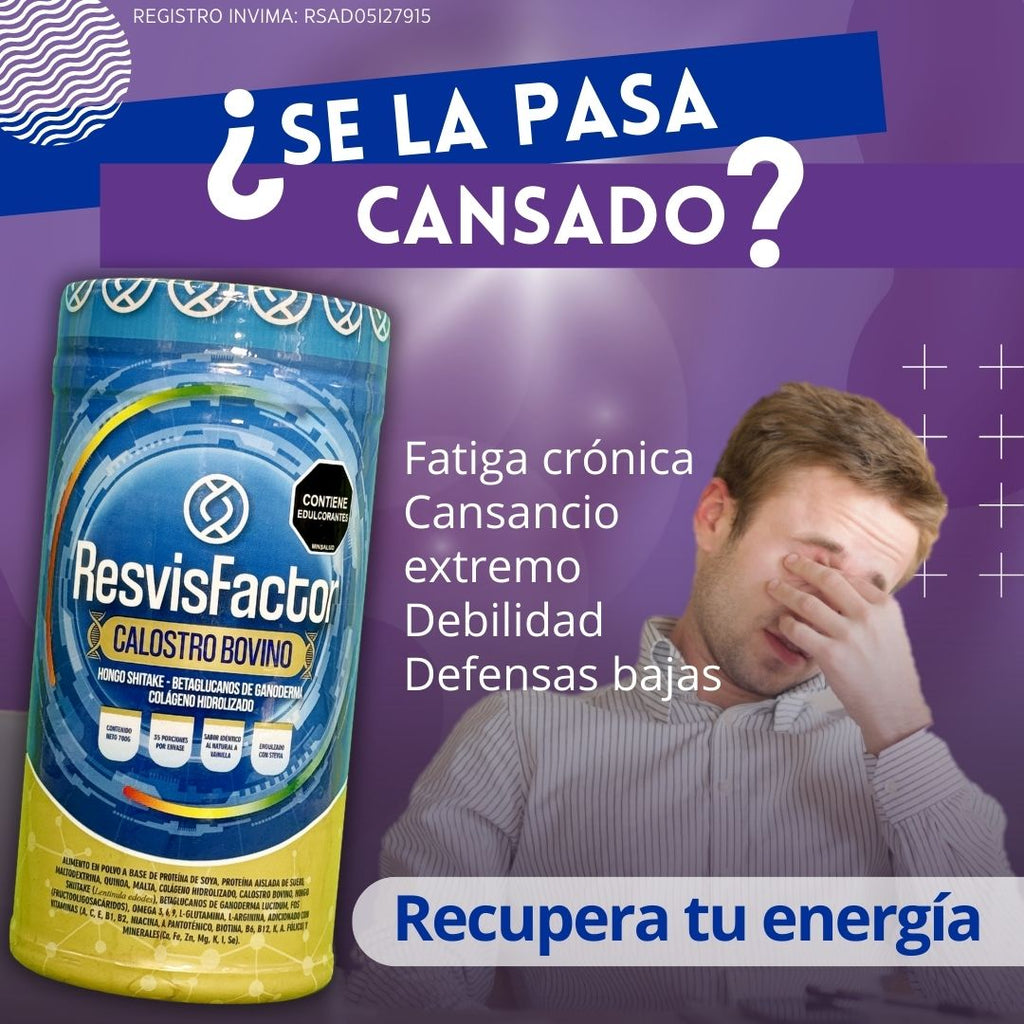 Resvifactor Calostro Bovino con Colágeno Hidrolizado, Vitaminas y Minerales en Polvo Sabor Vainilla