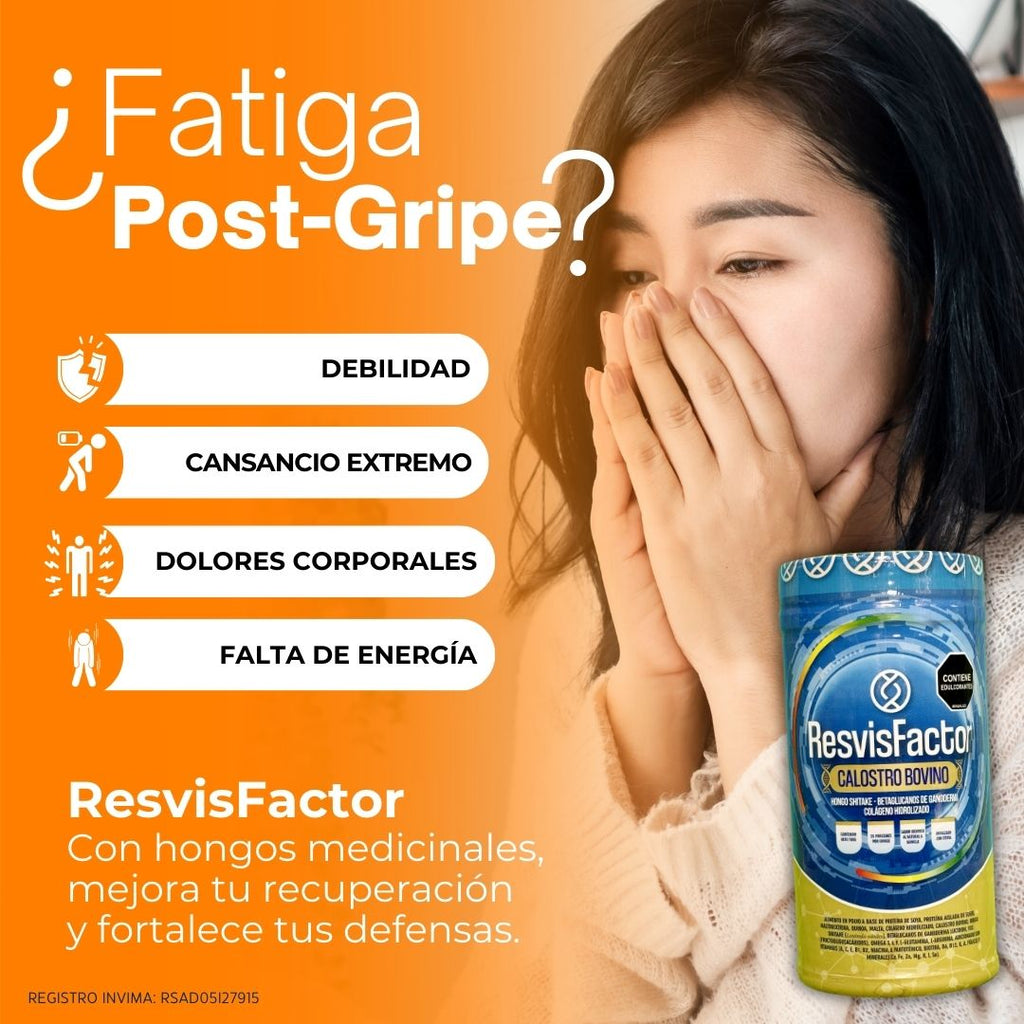Resvifactor Calostro Bovino con Colágeno Hidrolizado, Vitaminas y Minerales en Polvo Sabor Vainilla