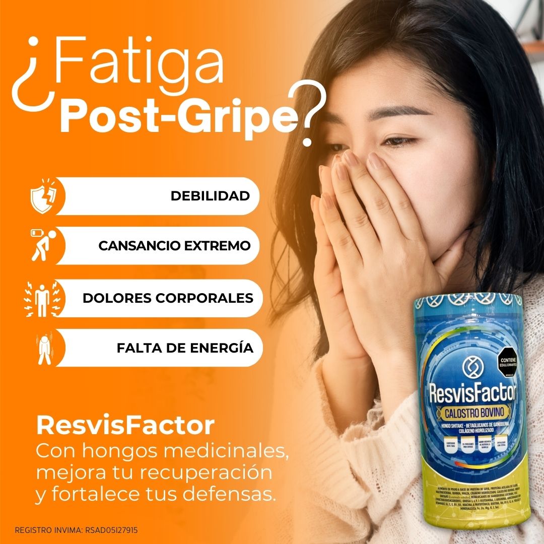 Resvifactor Calostro Bovino con Colágeno Hidrolizado, Vitaminas y Minerales en Polvo Sabor Vainilla