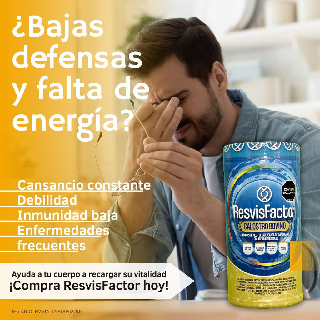 Resvifactor Calostro Bovino con Colágeno Hidrolizado, Vitaminas y Minerales en Polvo Sabor Vainilla
