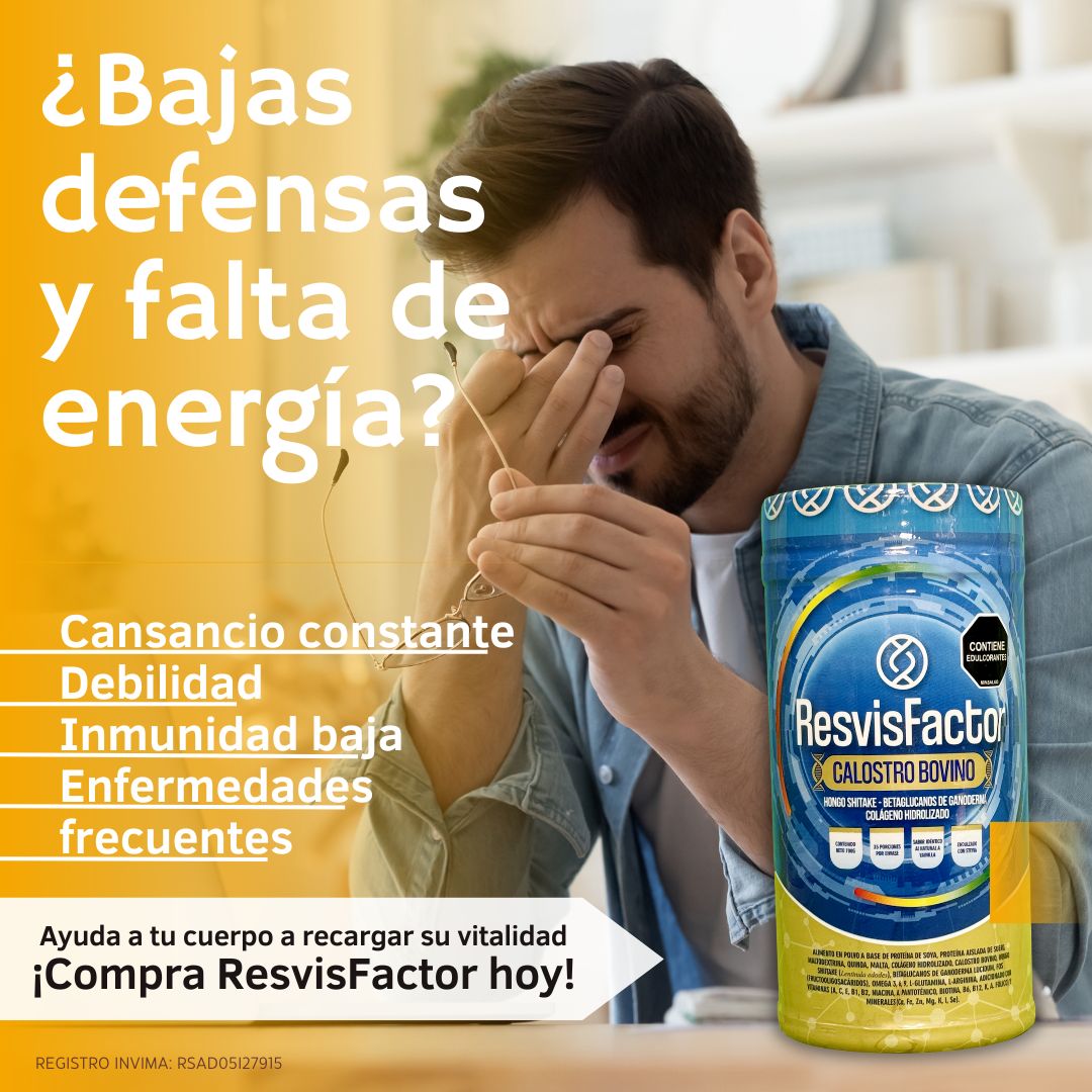 Resvifactor Calostro Bovino con Colágeno Hidrolizado, Vitaminas y Minerales en Polvo Sabor Vainilla