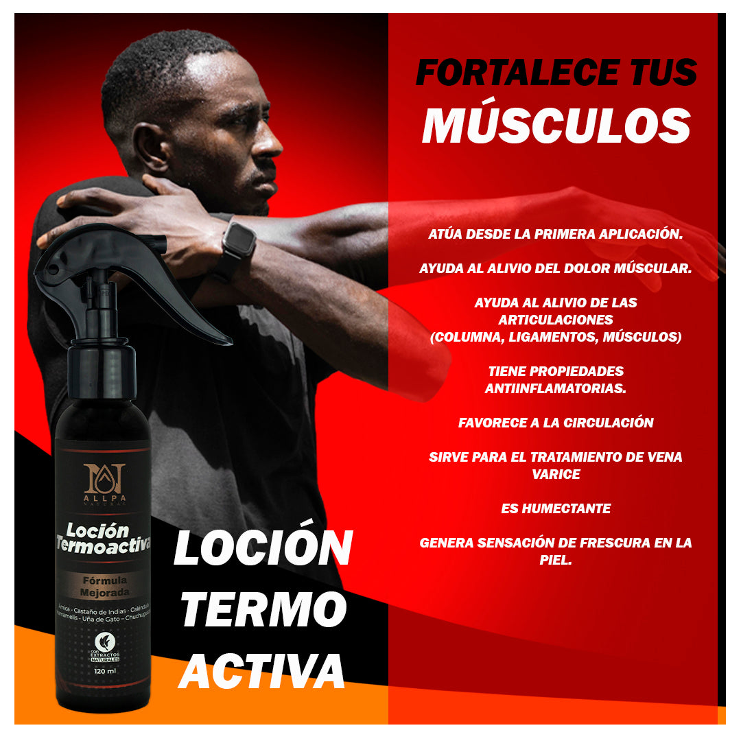 Loción Termoactiva Analgésica con Uña de Gato, Chuchuguaza y Hamamelis para Dolor Muscular y Articular