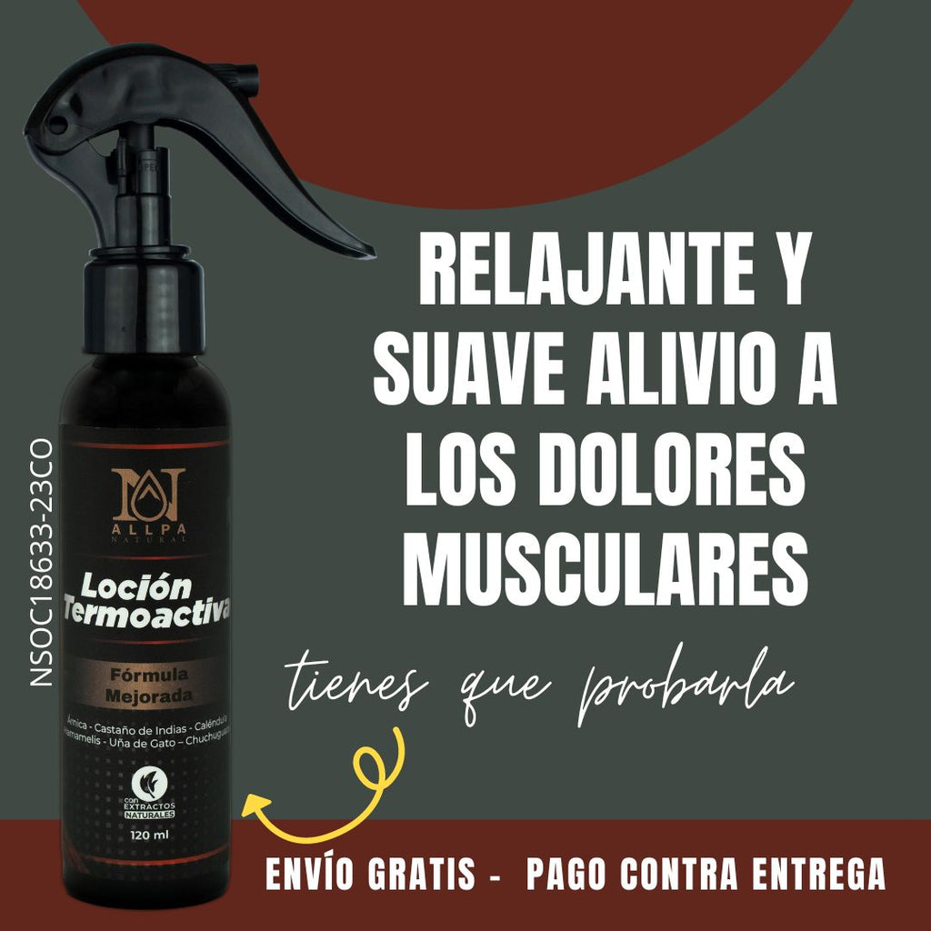 Loción Termoactiva Analgésica con Uña de Gato, Chuchuguaza y Hamamelis para Dolor Muscular y Articular