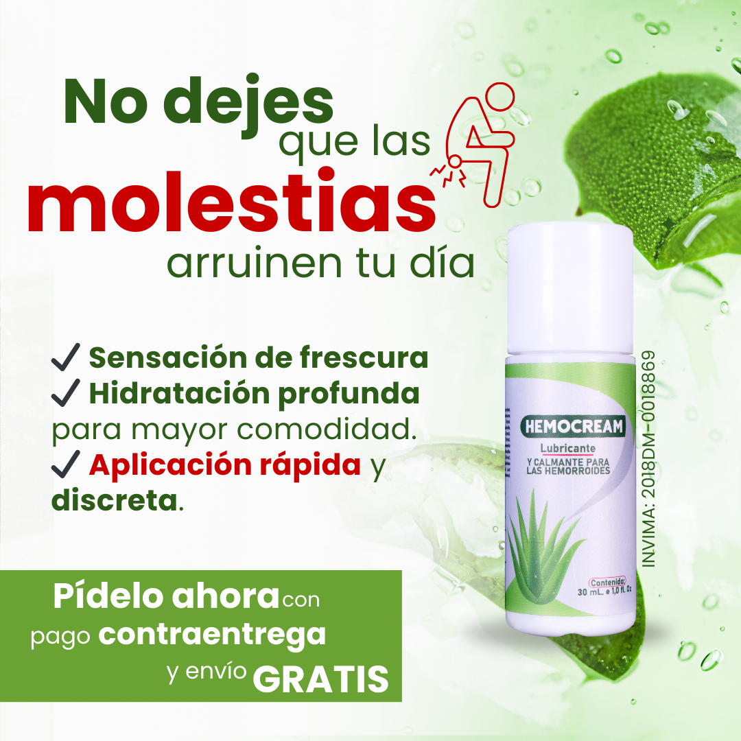 Hemocream Lubricante Calmante para Hemorroides con Aloe Vera y Caléndula